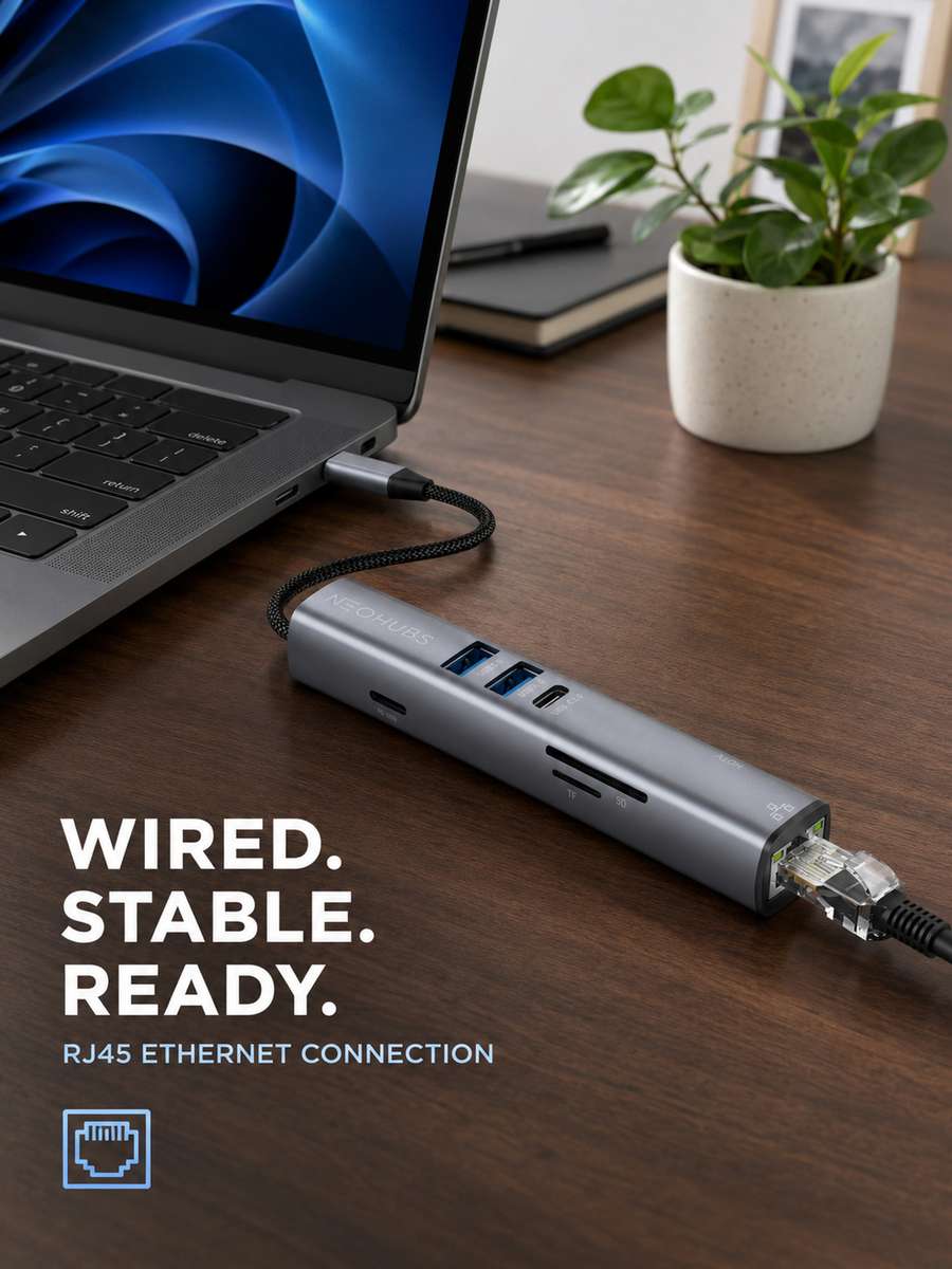 NEOHUBS HUB ULTRA 8-in-1 Type-C Hub with HDMI, RJ45, 100W PD, USB 3 & USB-C