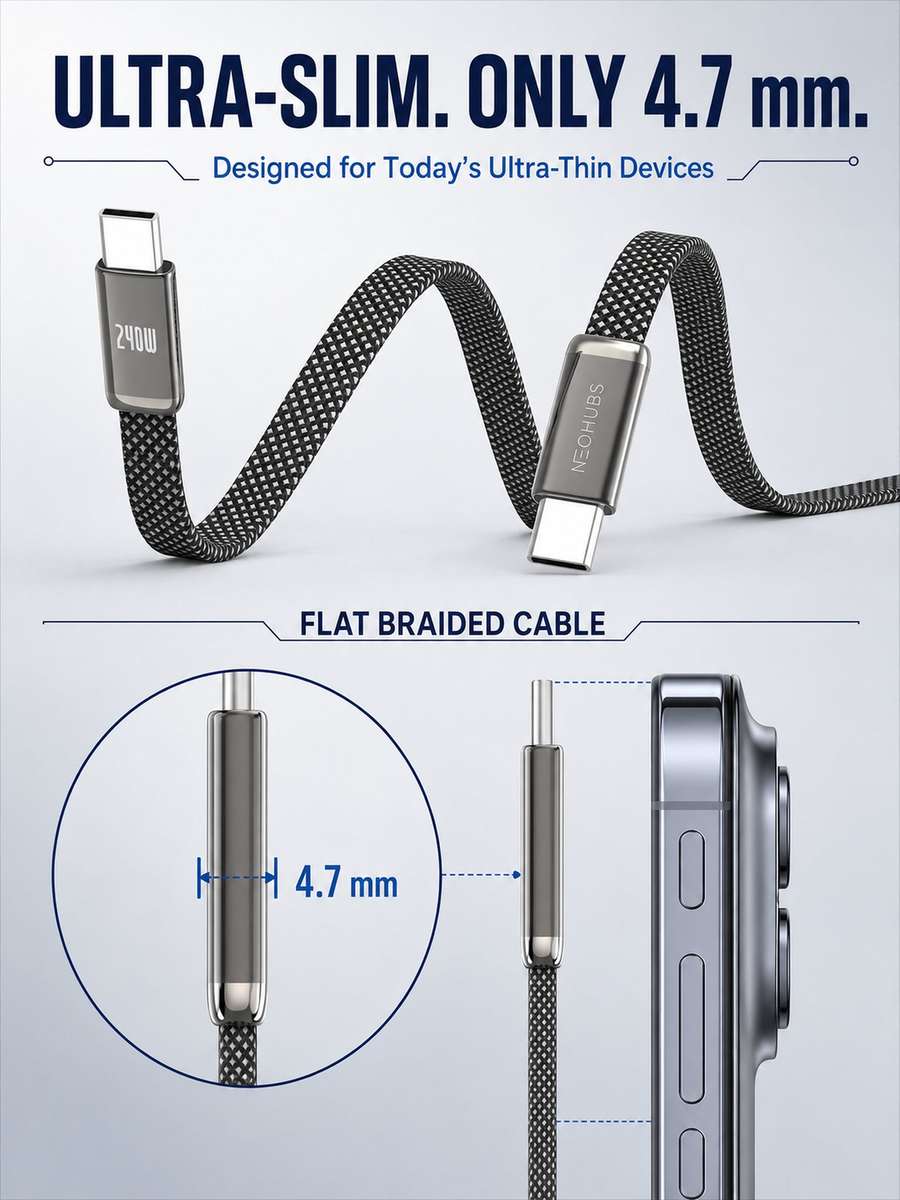NEOHUBS AIR CABLE 240W USB C to USB C - Type C Fast Charger Cable - 1.5M
