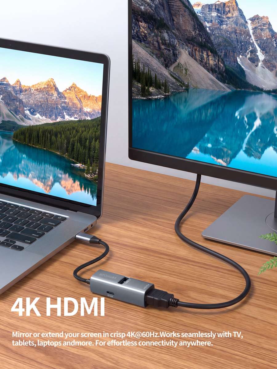 NEOHUBS HUB AIR 3-in-1 Type-C Hub with 4K HDMI, USB 3.0 & USB-C PD 100W