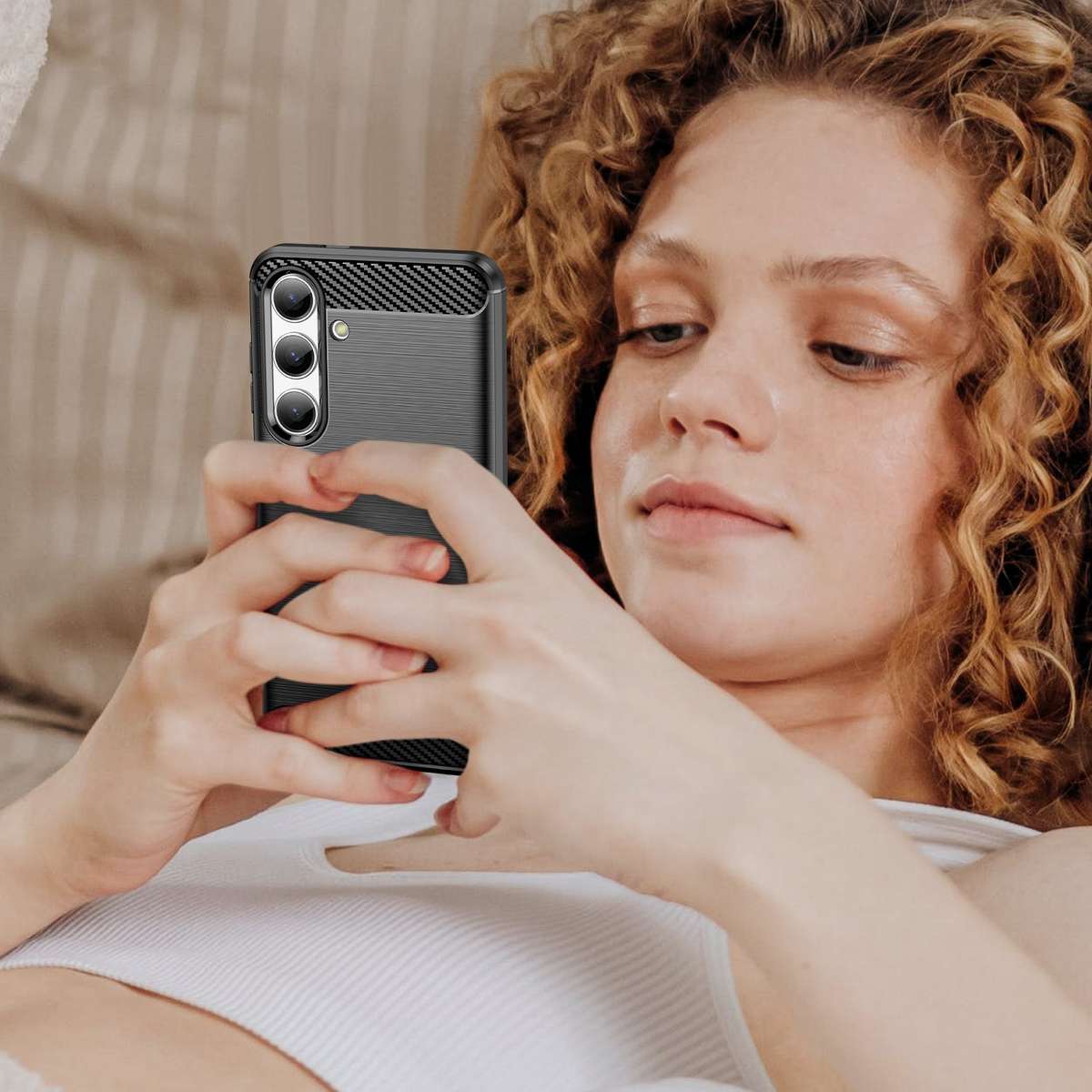 Carbon Fiber Design Case for Samsung Galaxy S24 Plus Case Shockproof Cover