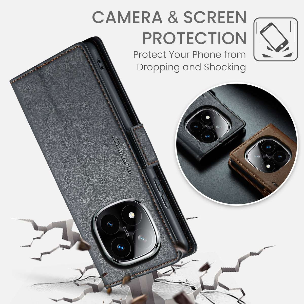 Retro Flip Case Compatible with Redmi Note 14 Pro Plus 5G Leather Cover