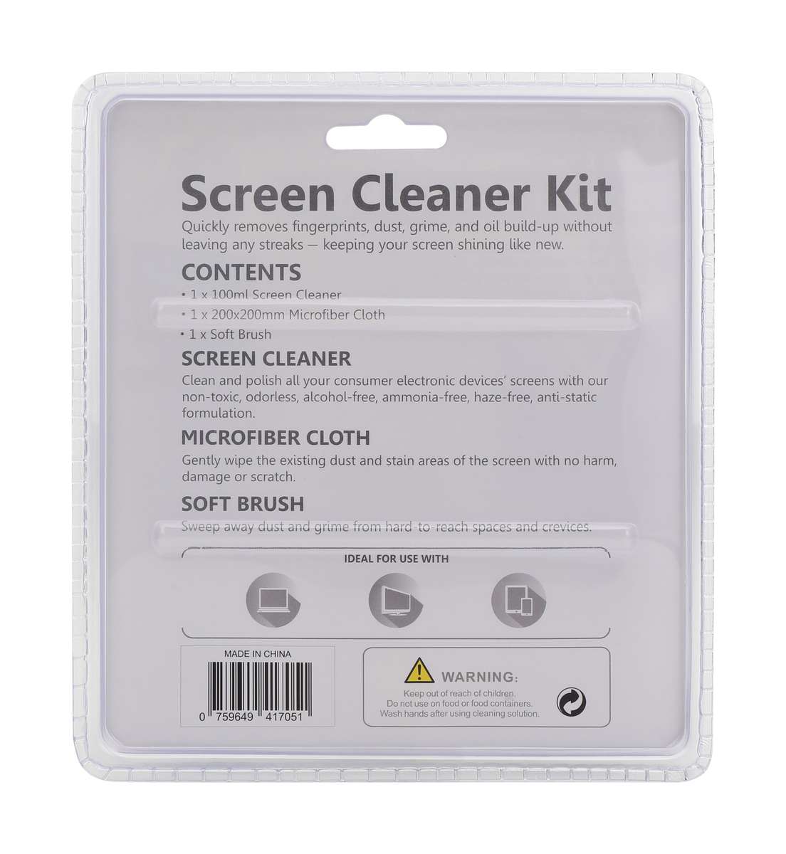 NEOHUBS 3 in 1 Screen Cleaning Kit with Spray, Brush & Microfiber Cloth