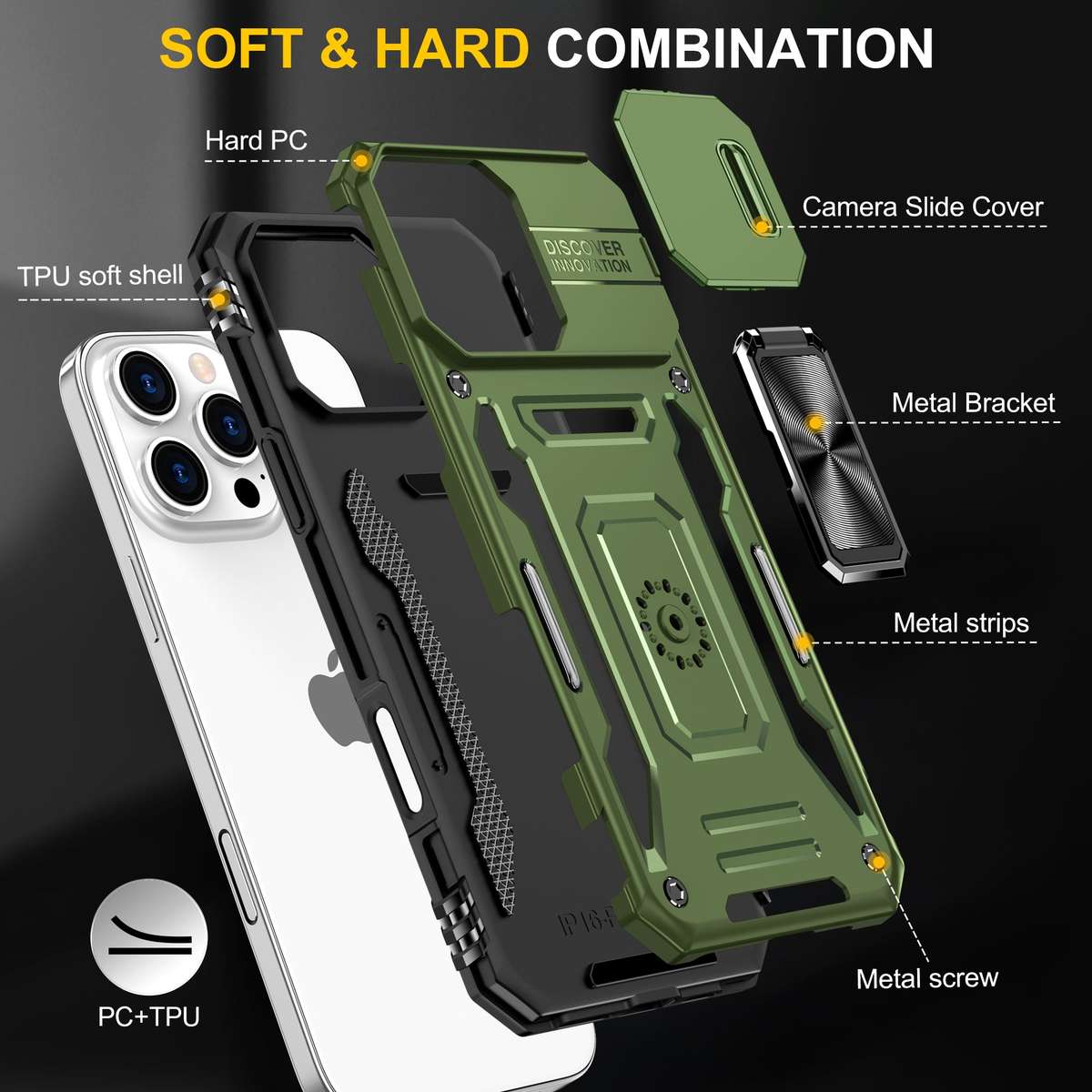 Kejiang Camshield Cover iPhone 16 Pro/ 16 Pro Max Shockproof Case