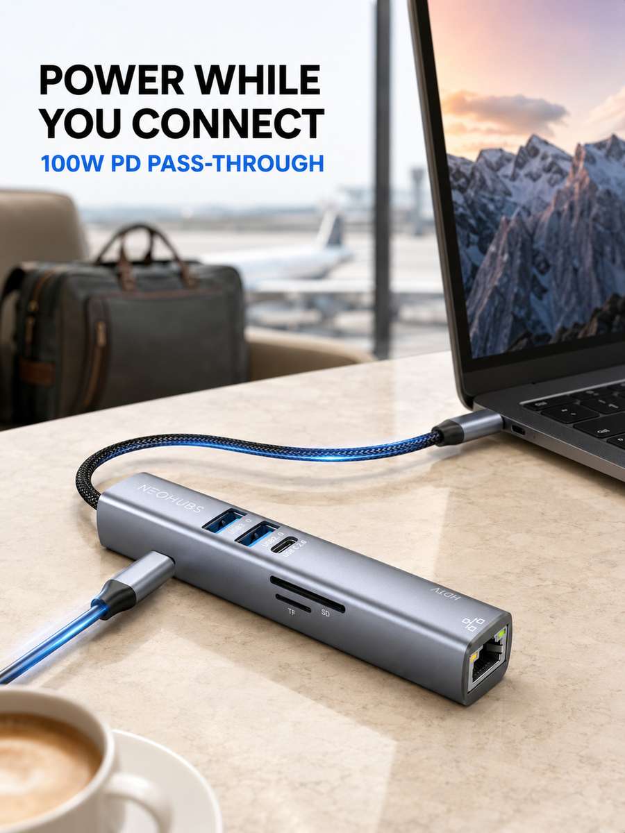 NEOHUBS HUB ULTRA 8-in-1 Type-C Hub with HDMI, RJ45, 100W PD, USB 3 & USB-C
