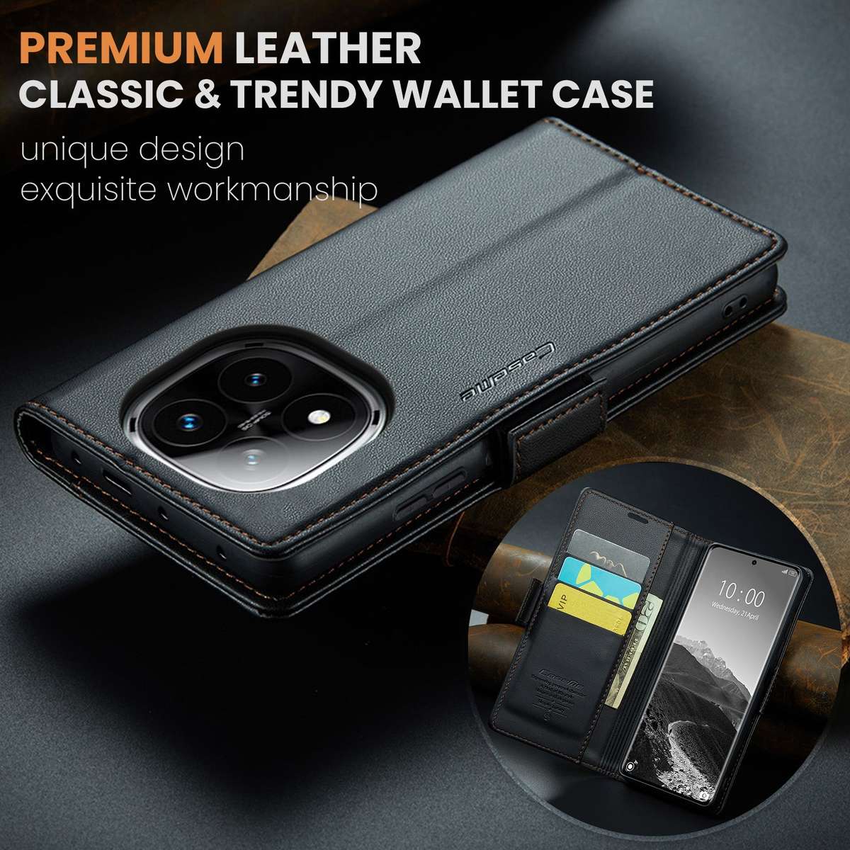 Retro Flip Case Compatible with Redmi Note 14 Pro Plus 5G Leather Cover