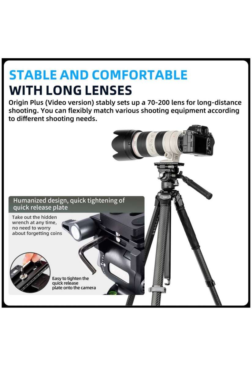 Fotopro Heavy-Duty Fluid Head Video Tripod Stand - Origin Plus Video