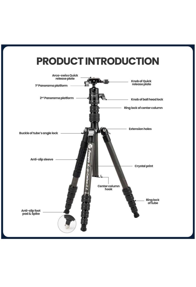 Fotopro Professional Lightweight Camera Tripod Stand - X-GO CARBON E+42QP