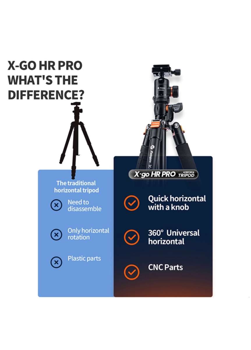 Fotopro Portable 360 Horizontal Camera Tripod/Monopod Stand - x-go HR Pro