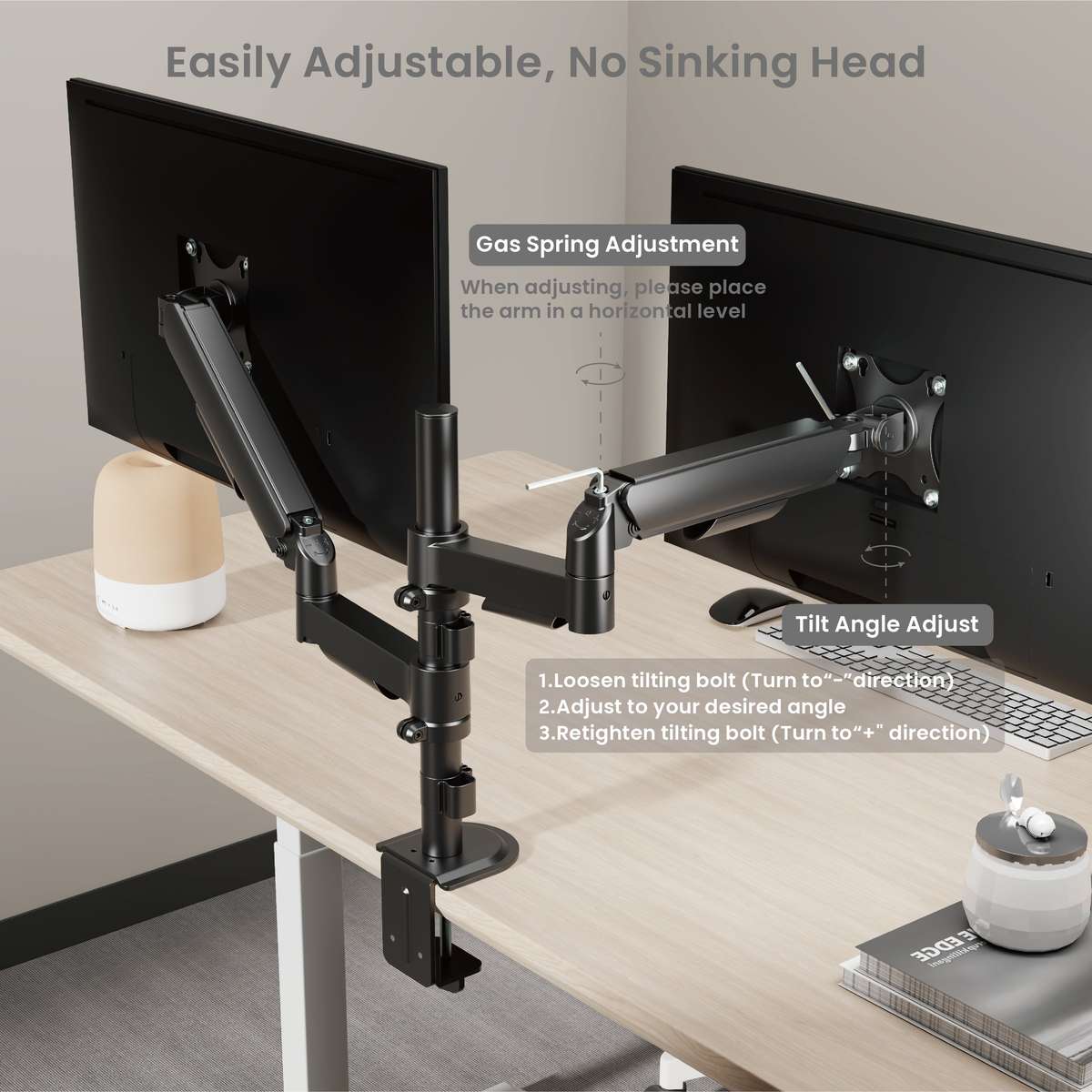 NEOHUBS Core+ Dual Monitor Arm Mount Adjustable Vesa Desktop Stand