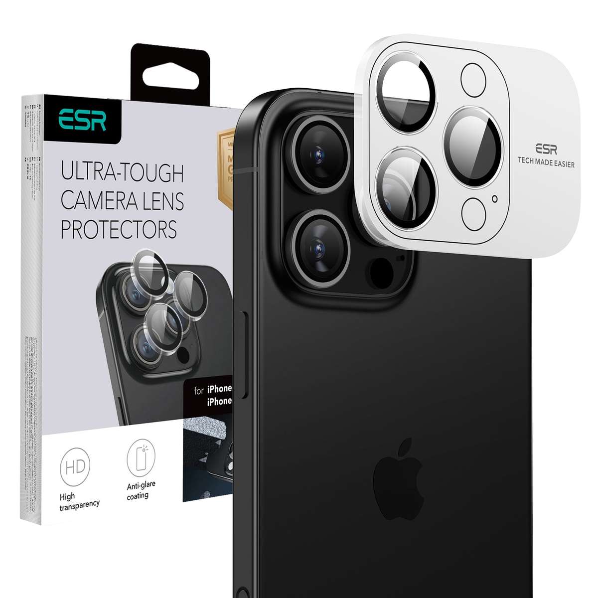ESR Armorite Camera Lens Protectors for iPhone 16 Pro/ 16 Pro Max - Clear