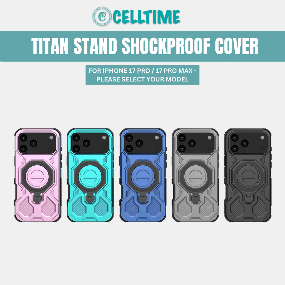 CellTime Case for iPhone 17 Pro / 17 Pro Max Titan Stand Cover