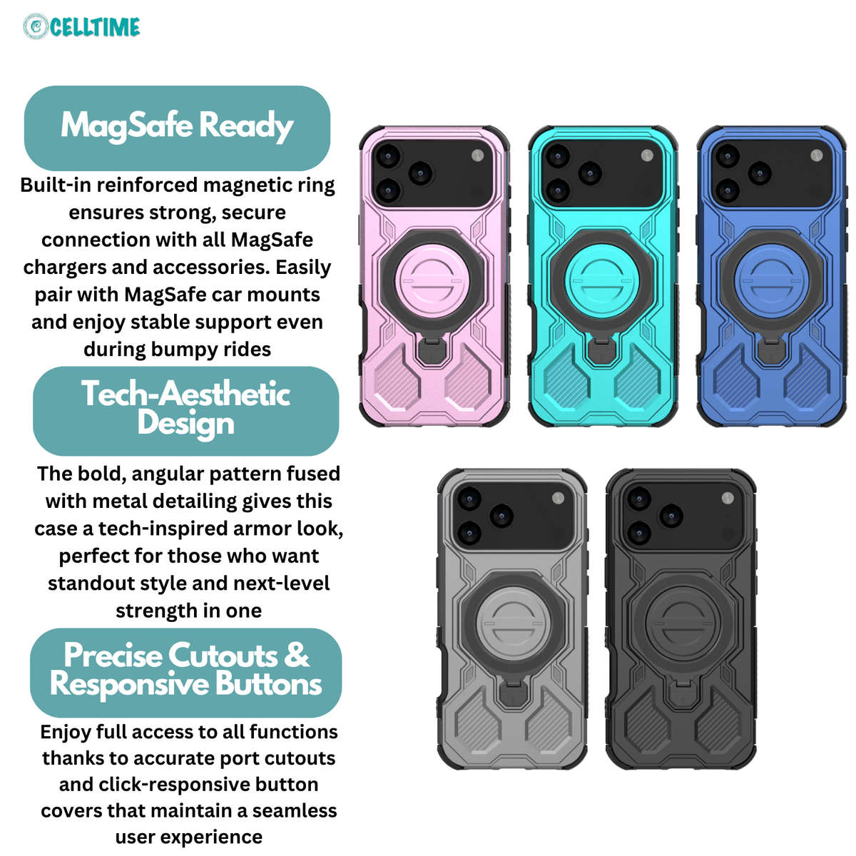 CellTime Case for iPhone 17 Pro / 17 Pro Max Titan Stand Cover