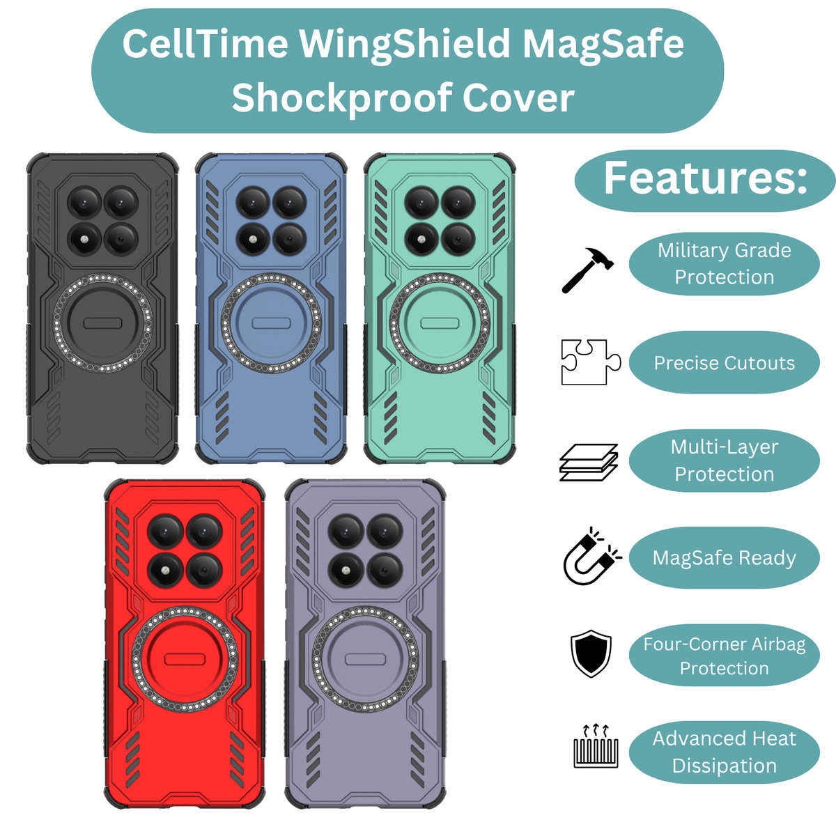 CellTime Case Compatible with Redmi Note 15 Pro 4G Wing Shield Cover