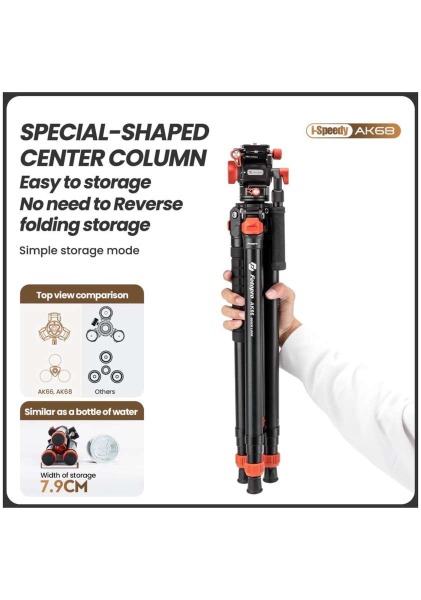 Fotopro AK68 Portable Aluminium Fluid Video Camera Tripod Stand