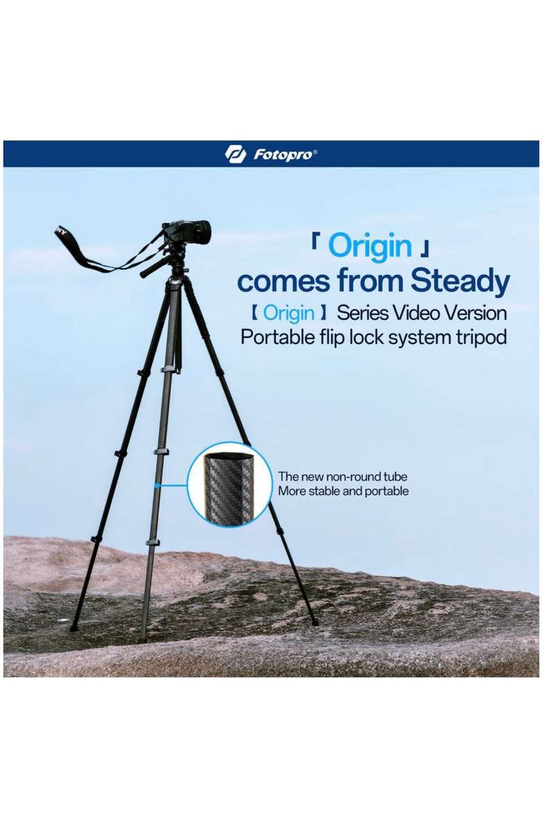 Fotopro Heavy-Duty Fluid Head Video Tripod Stand - Origin Plus Video