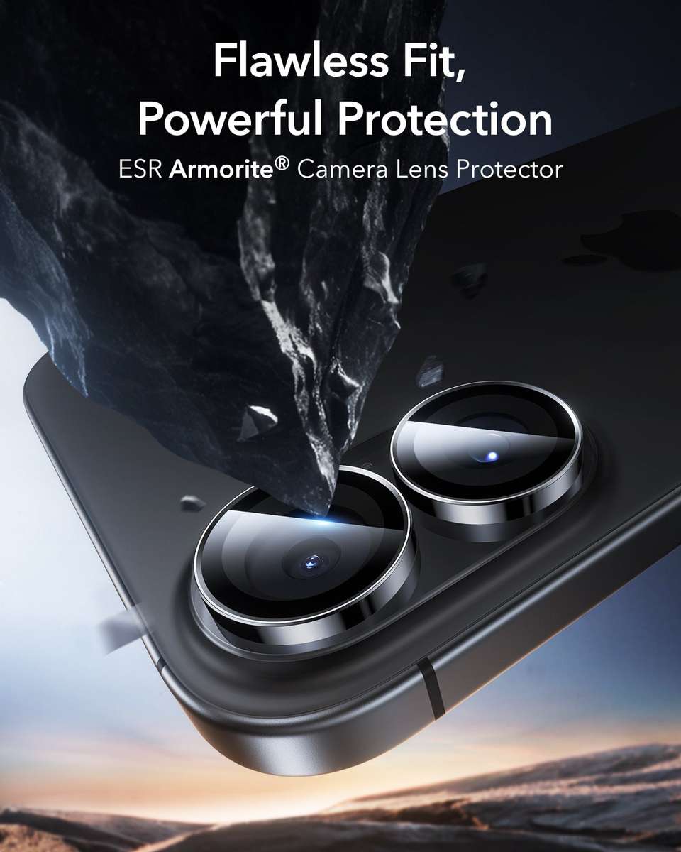 ESR Armorite Camera Lens Protector Compatible with iPhone 17 / 16 / 16 Plus - Black