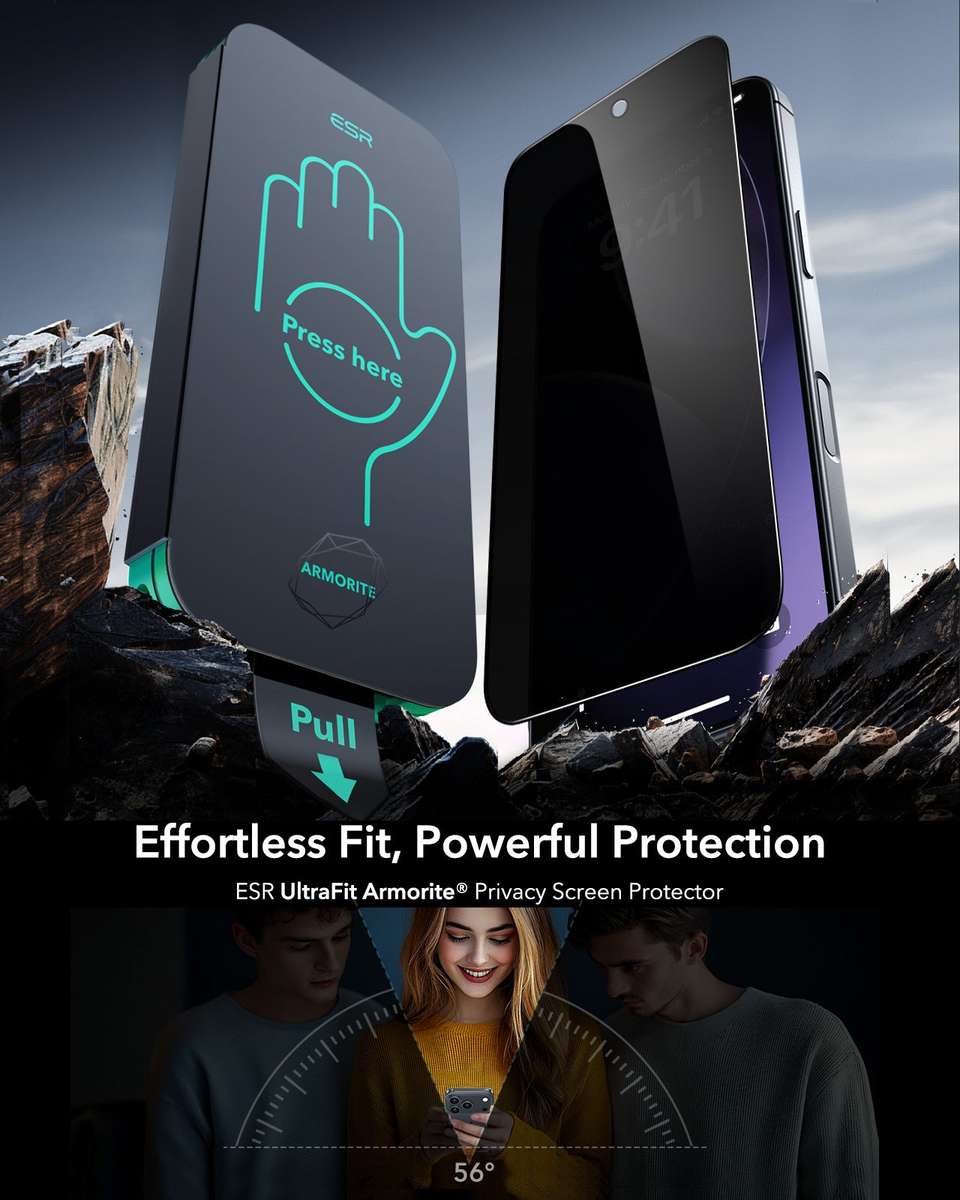 ESR Privacy Glass Screen Protector Compatible with iPhone 17 Pro - 3 Pack