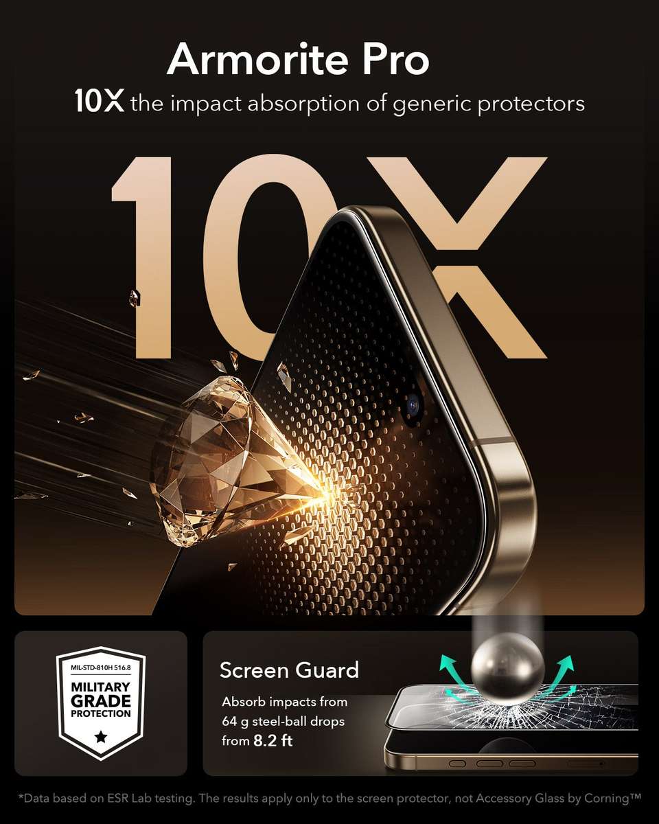 ESR Armorite Pro Glass Screen Protector Compatible with iPhone 17 Pro Max