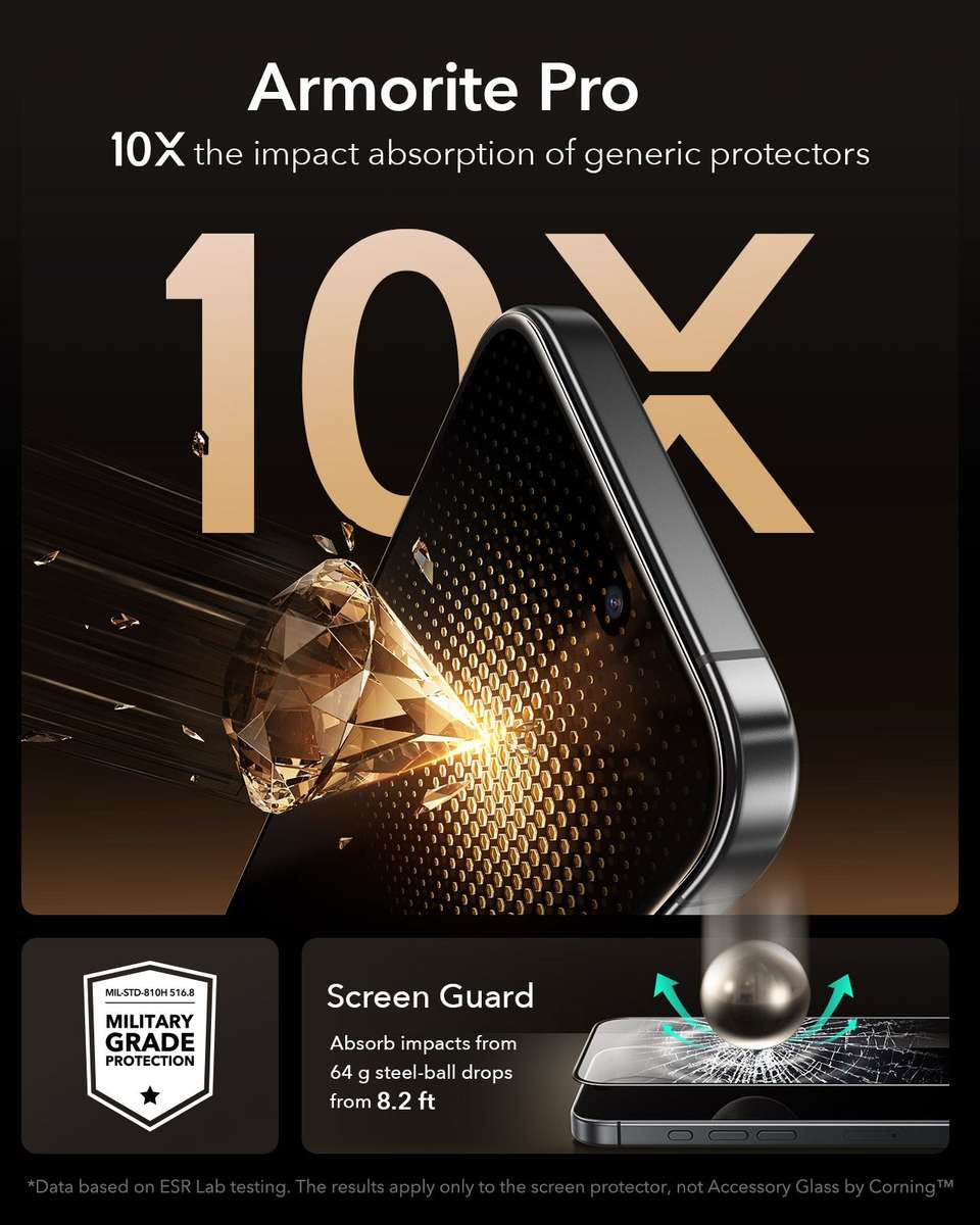 ESR Armorite Pro Glass Screen Protector Compatible with iPhone 17 /16 Pro