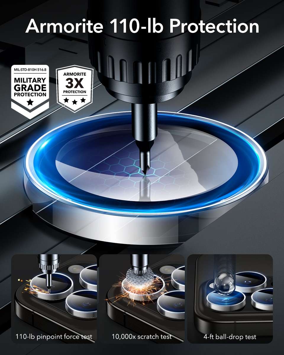 ESR Armorite Camera Lens Protectors for iPhone 16 Pro/ 16 Pro Max - Clear