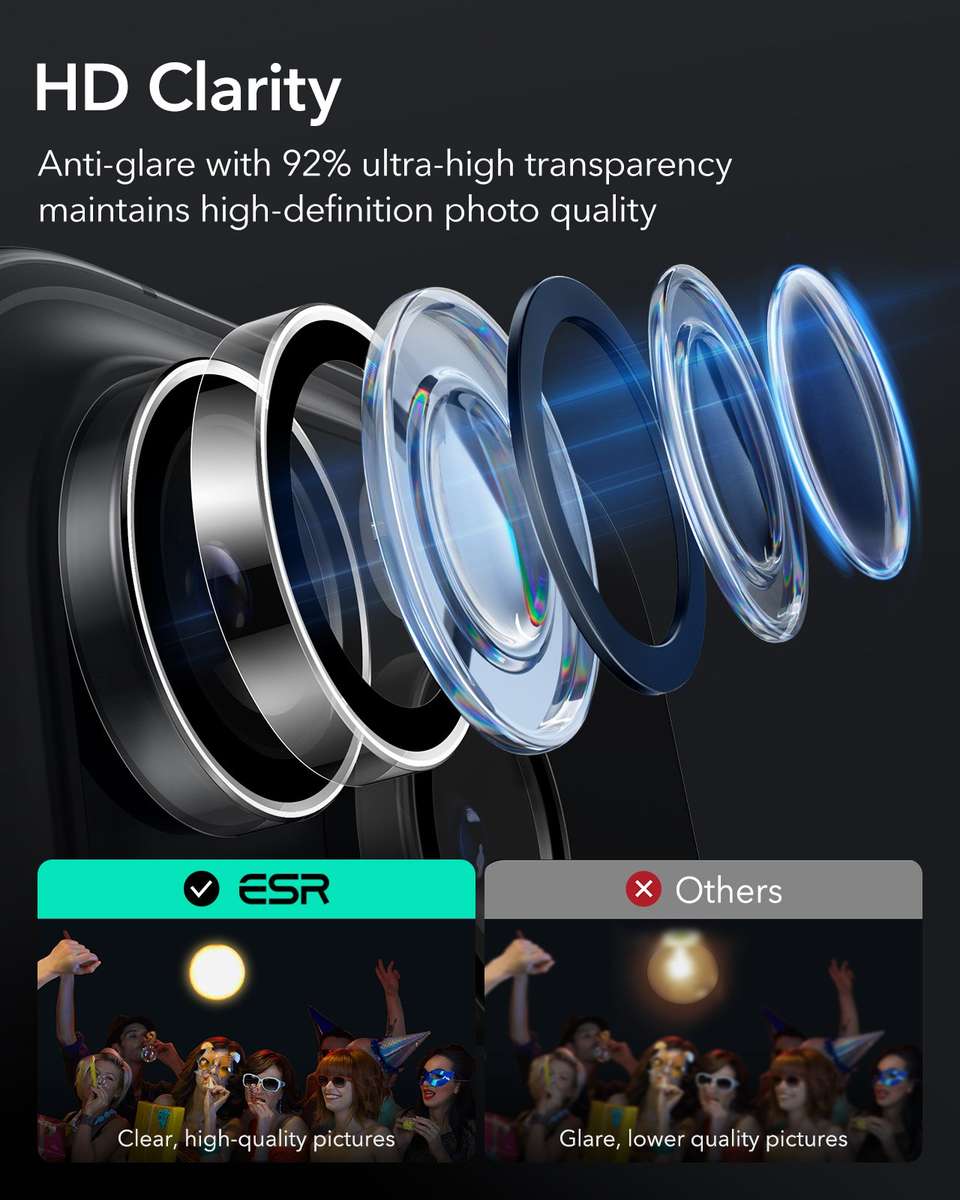 ESR Armorite Camera Lens Protectors for iPhone 16 Pro/ 16 Pro Max - Clear