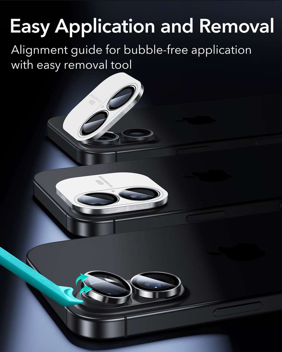 ESR Armorite Camera Lens Protector Compatible with iPhone 17 / 16 / 16 Plus - Black