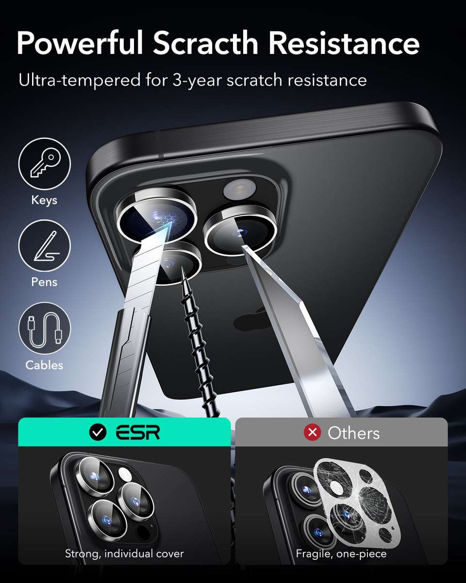 ESR Armorite Camera Lens Protectors for iPhone 16 Pro/ 16 Pro Max - Clear