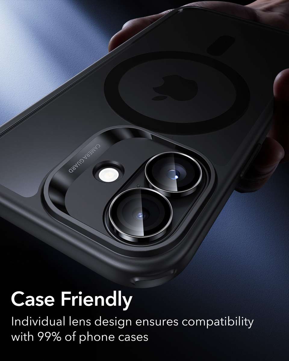 ESR Armorite Camera Lens Protector Compatible with iPhone 17 / 16 / 16 Plus - Black