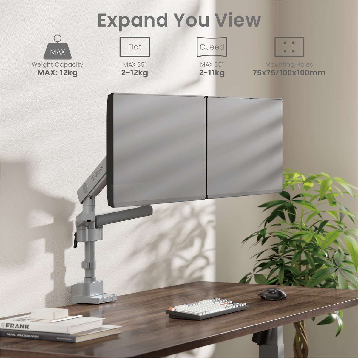 NEOHUBS Pro+ Dual Monitor Arm Mount Premium Adjustable VESA Desktop Stand