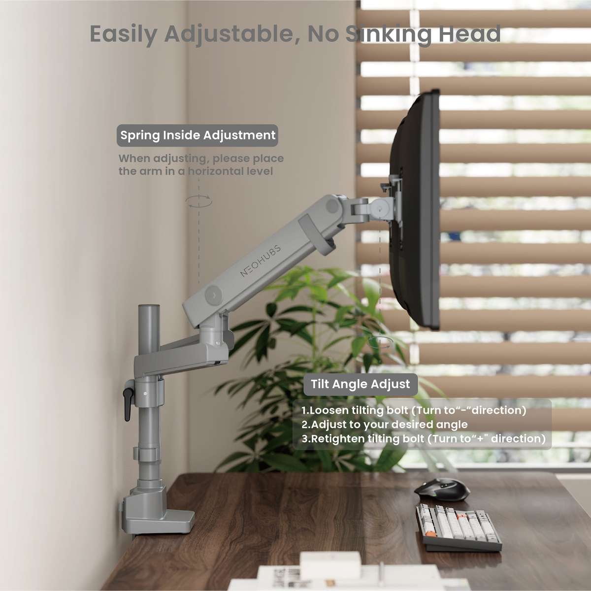 NEOHUBS Pro+ Dual Monitor Arm Mount Premium Adjustable VESA Desktop Stand