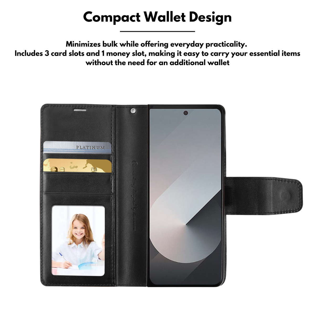 Hanman Classic Flip Leather Wallet Cover for Samsung Galaxy Z Fold 5