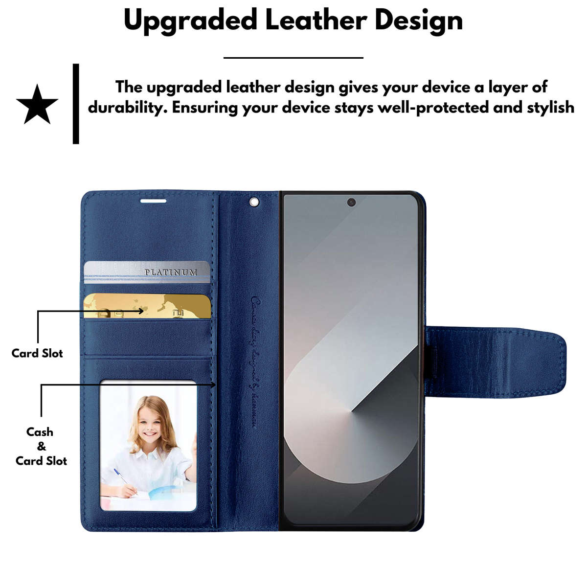 Hanman Classic Flip Leather Wallet Cover for Samsung Galaxy Z Fold 5