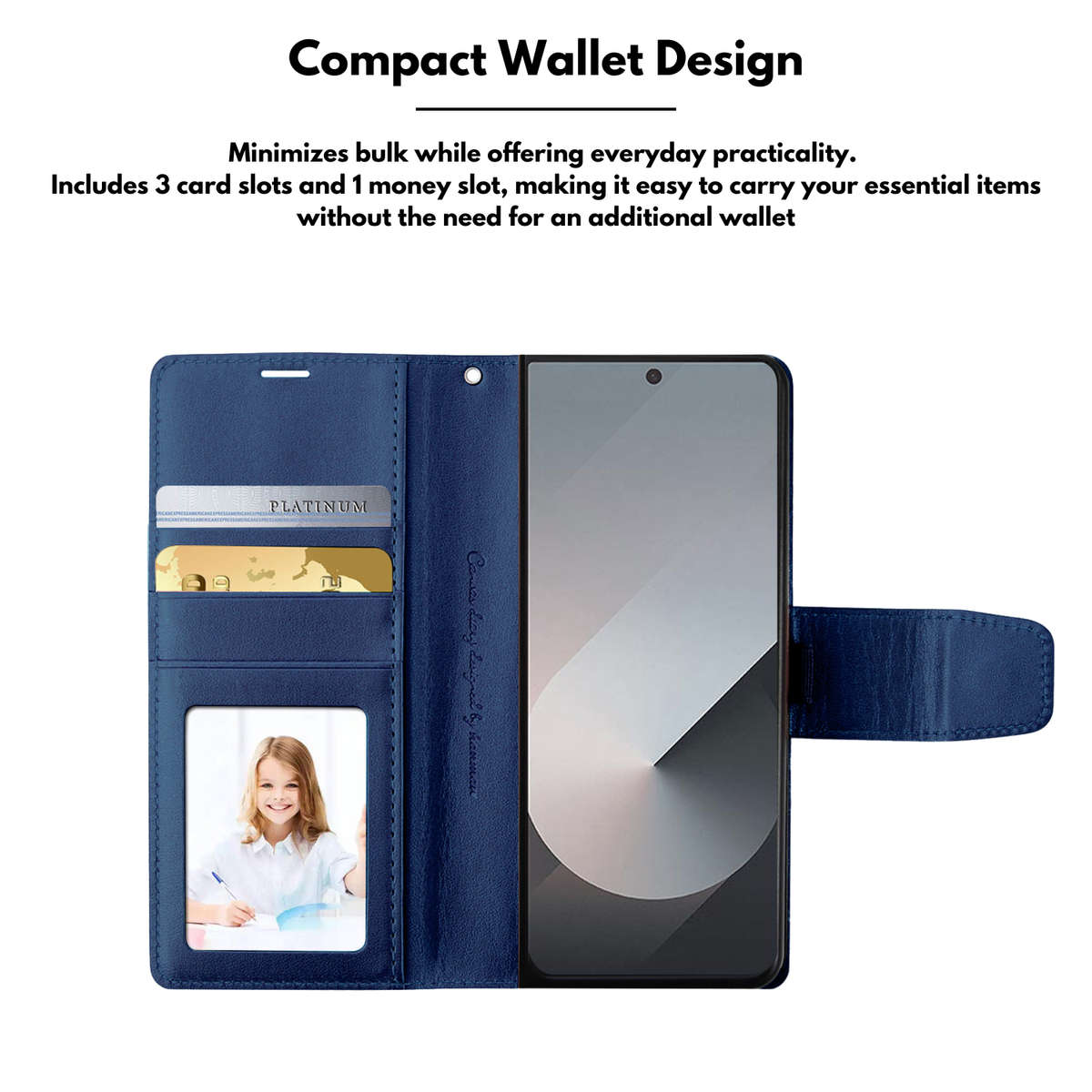 Hanman Classic Flip Leather Wallet Cover for Samsung Galaxy Z Fold 5