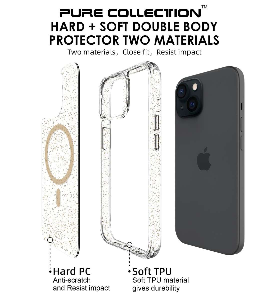 CellTime Pure Glitter MagSafe Cover for iPhone 15 Shockproof Case