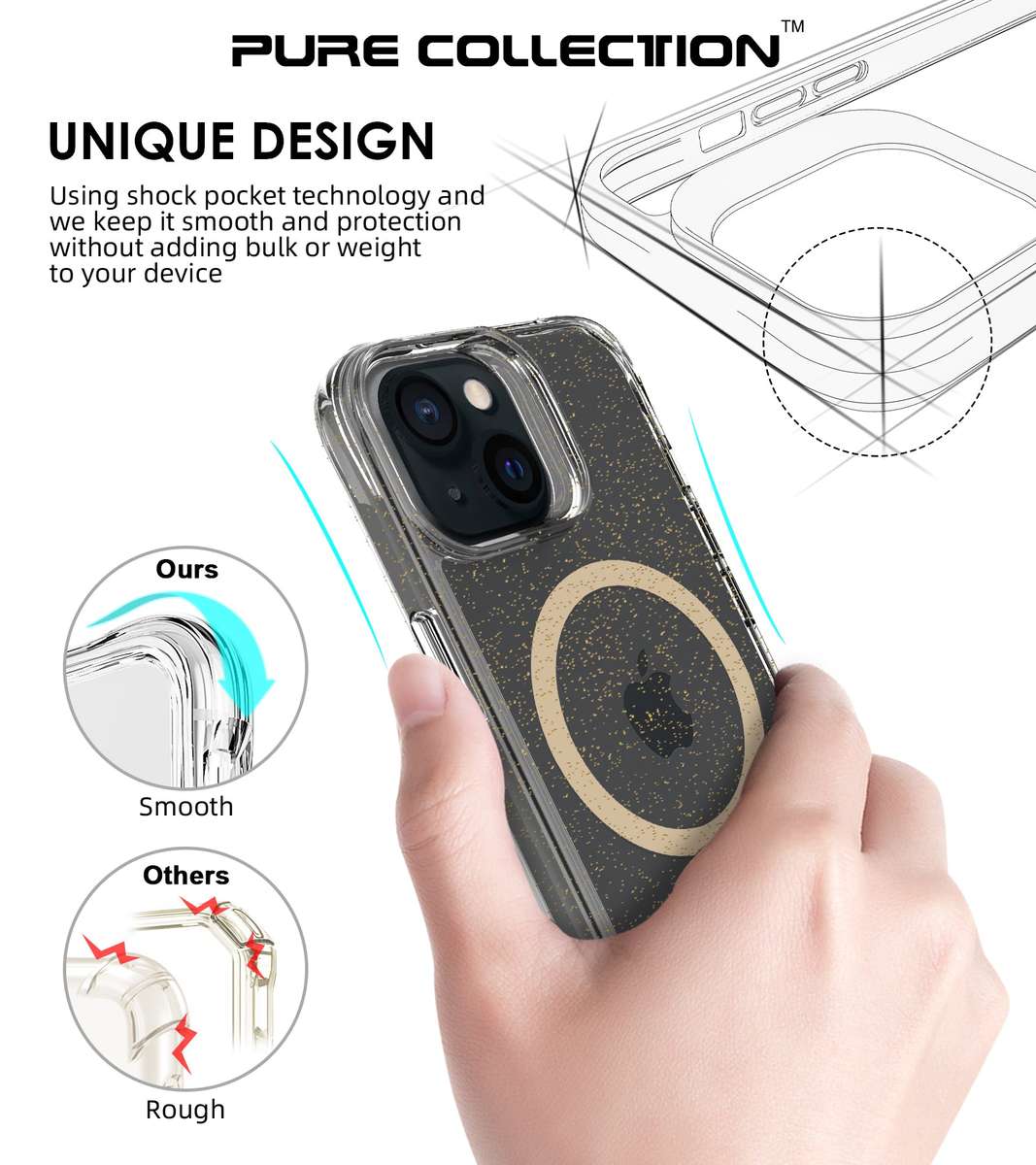CellTime Pure Glitter MagSafe Cover for iPhone 15 Shockproof Case