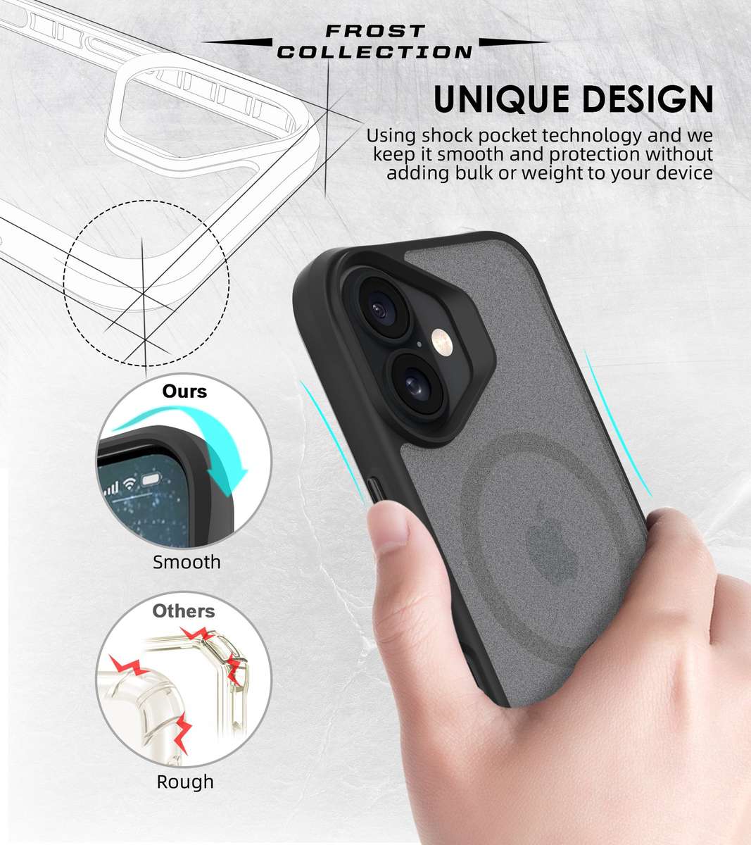 CellTime Frost MagSafe Cover Compatible with iPhone 16 / 16 Plus - Frosted Black