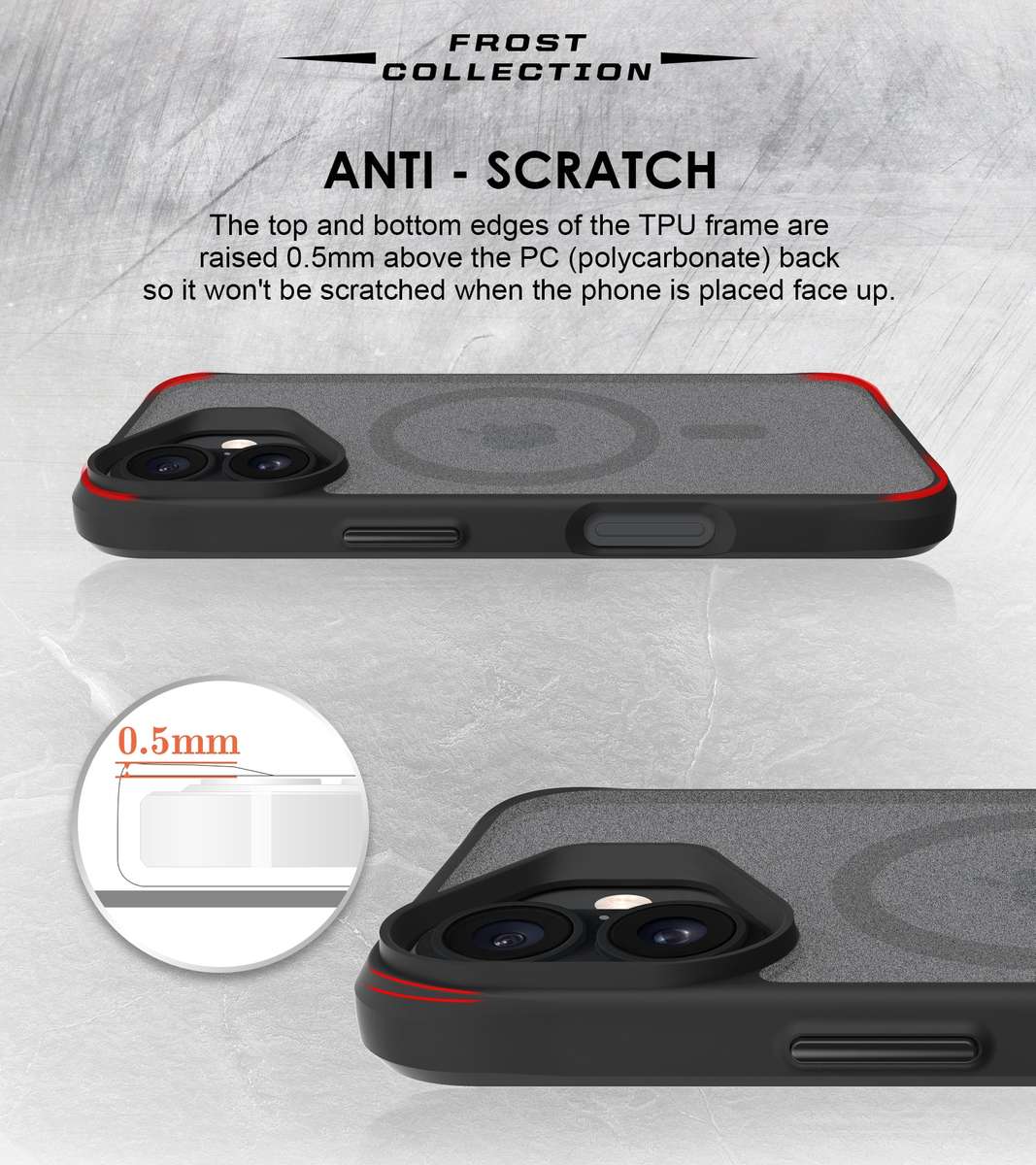 CellTime Frost MagSafe Cover Compatible with iPhone 16 / 16 Plus - Frosted Black