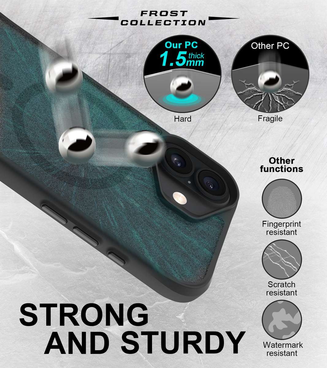 CellTime Frost MagSafe Cover Compatible with iPhone 16 / 16 Plus - Frosted Black