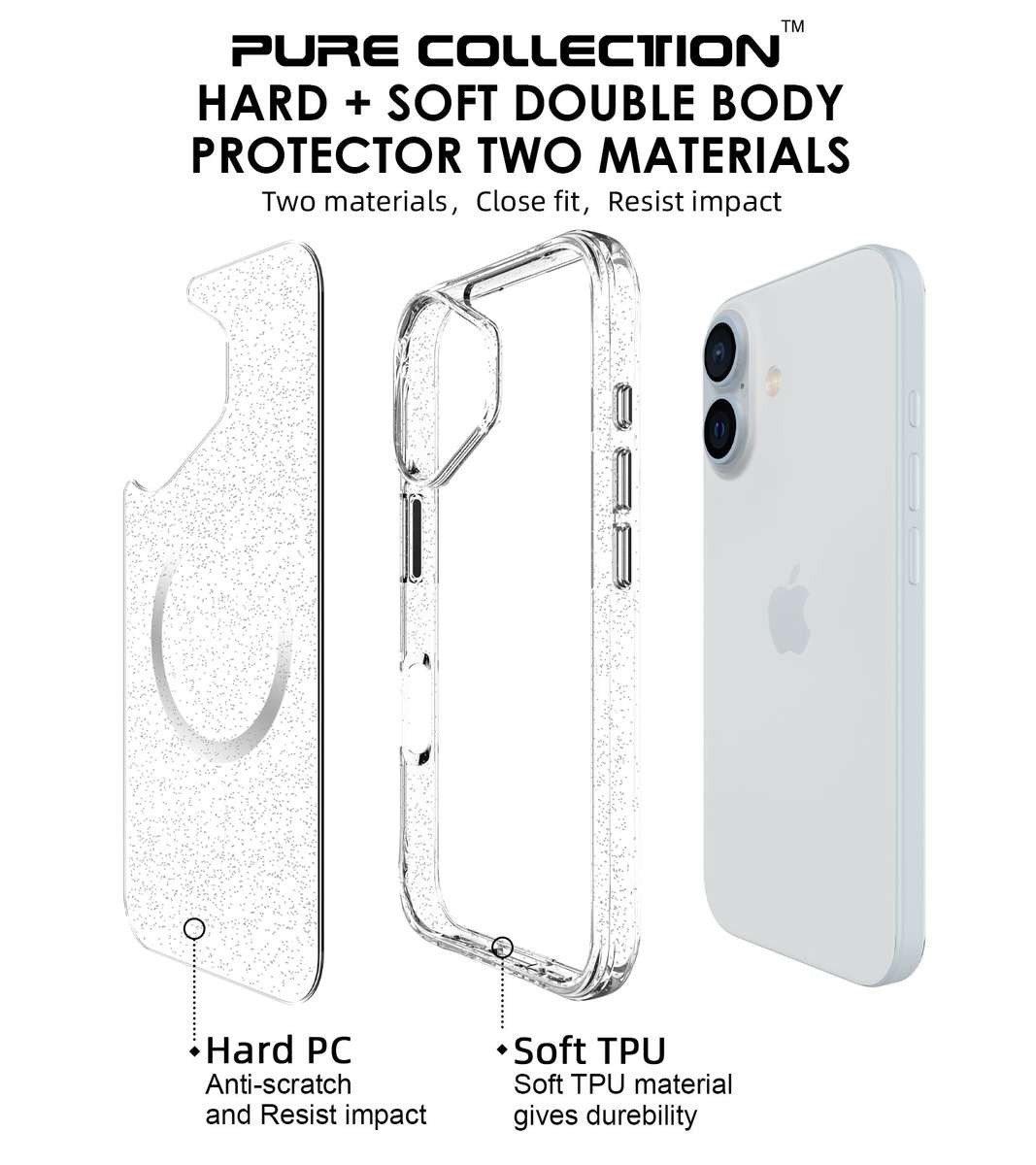 Pure Glitter MagSafe Cover for iPhone 16 / 16 Plus