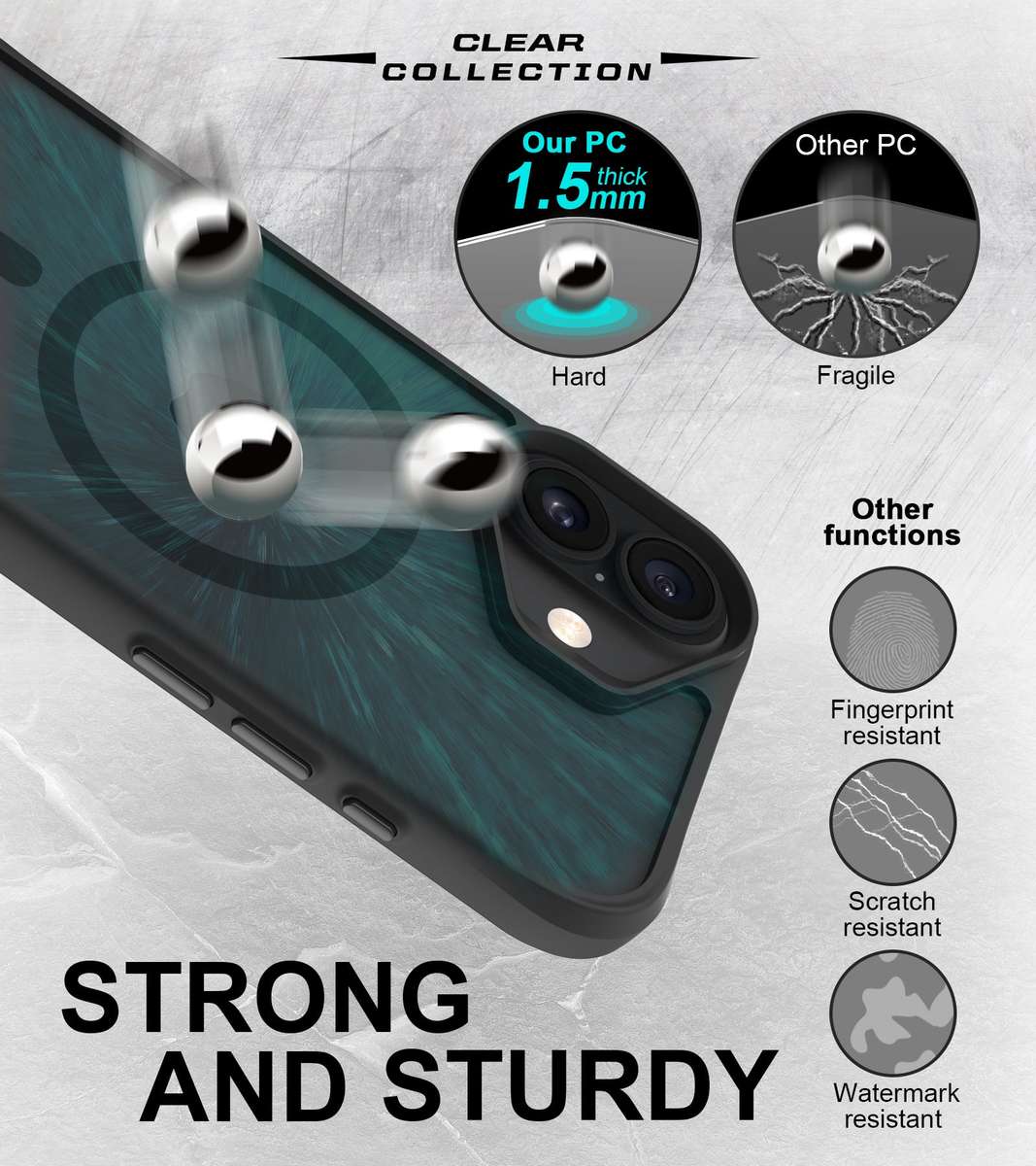 CellTime Case for iPhone 17 Combat Shockproof MagSafe Cover - Clear Black