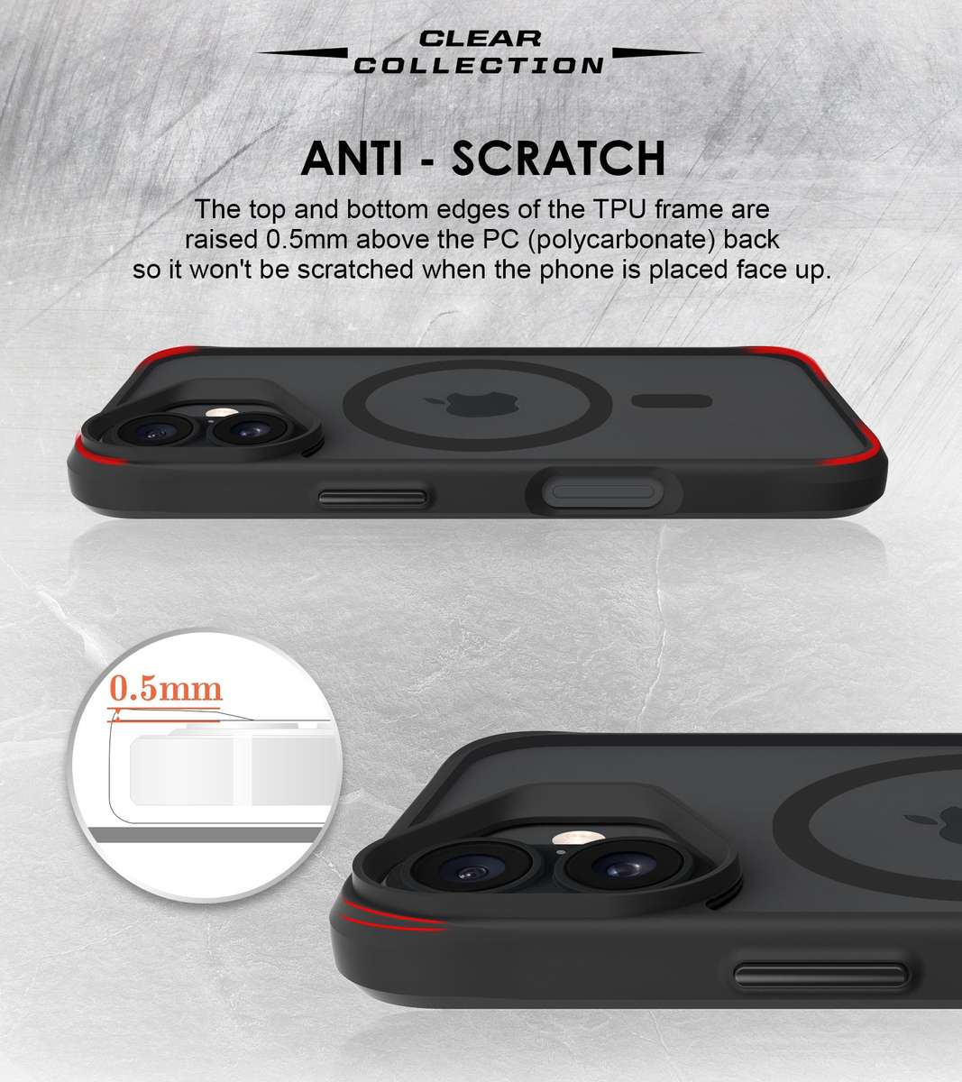 CellTime Case for iPhone 17 Combat Shockproof MagSafe Cover - Clear Black