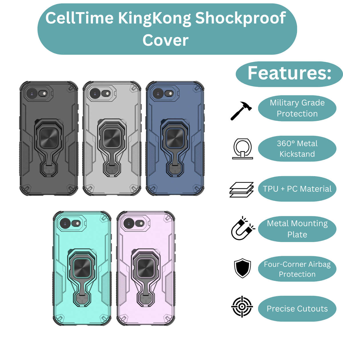CellTime Case Compatible with iPhone 16e KingKong Shockproof Cover