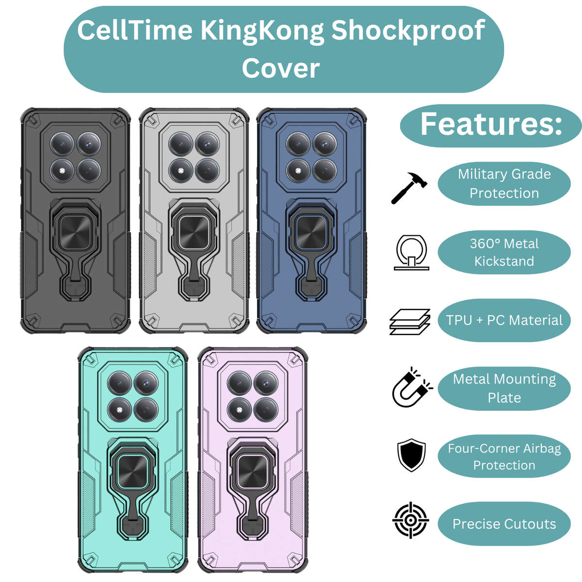 CellTime Case Compatible with Redmi Note 15 Pro 4G KingKong Cover