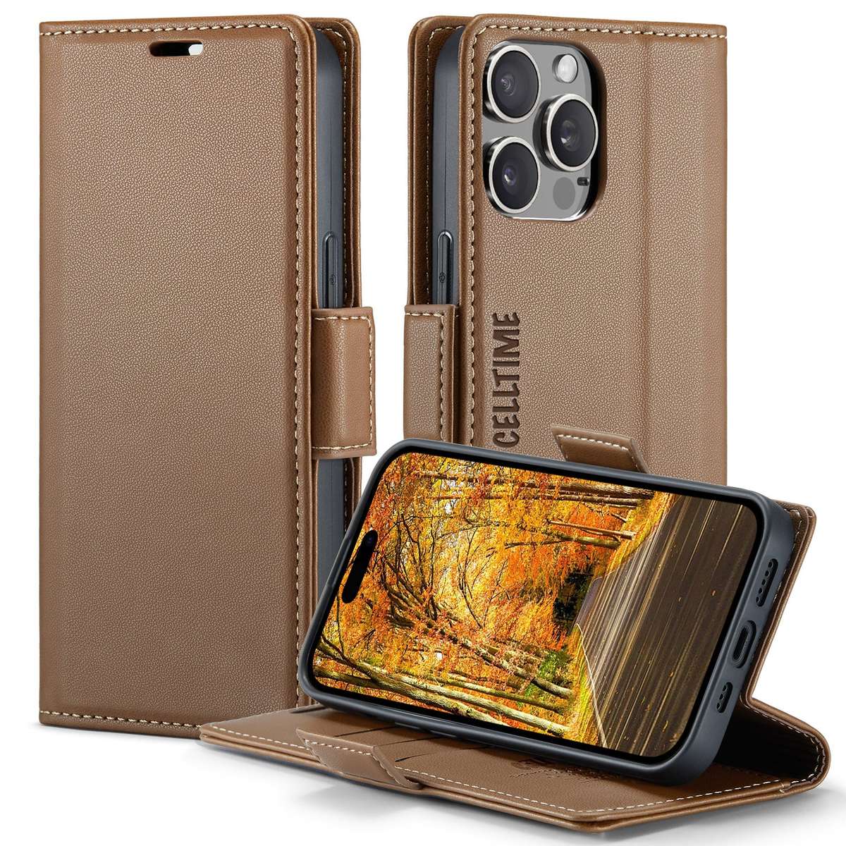 Retro Flip Case for iPhone 15 Pro Leather Wallet Cover