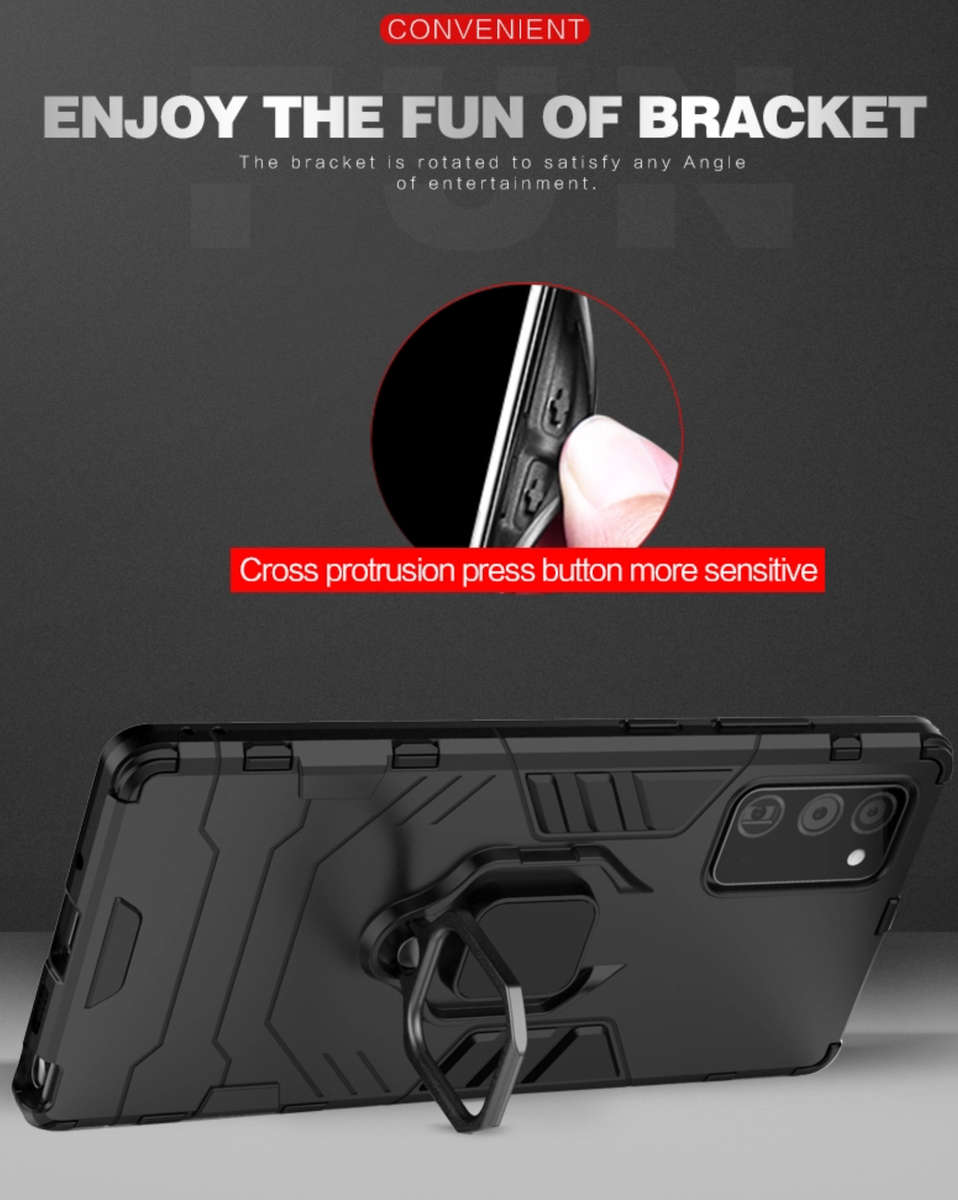 Galaxy Note 20 Shockproof Black Panther Magnetic Ring Stand Cover