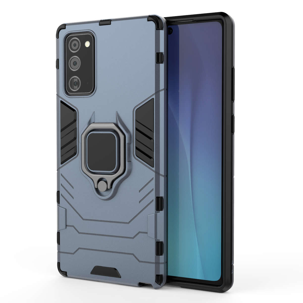 Galaxy Note 20 Shockproof Black Panther Magnetic Ring Stand Cover