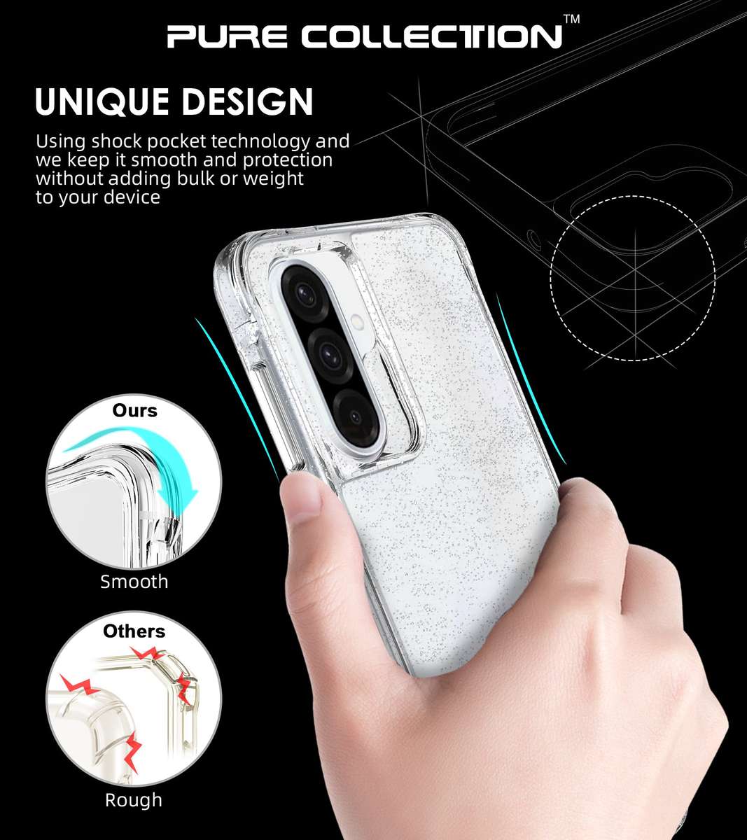 Pure Glitter Cover for Samsung Galaxy A36 Shockproof Case