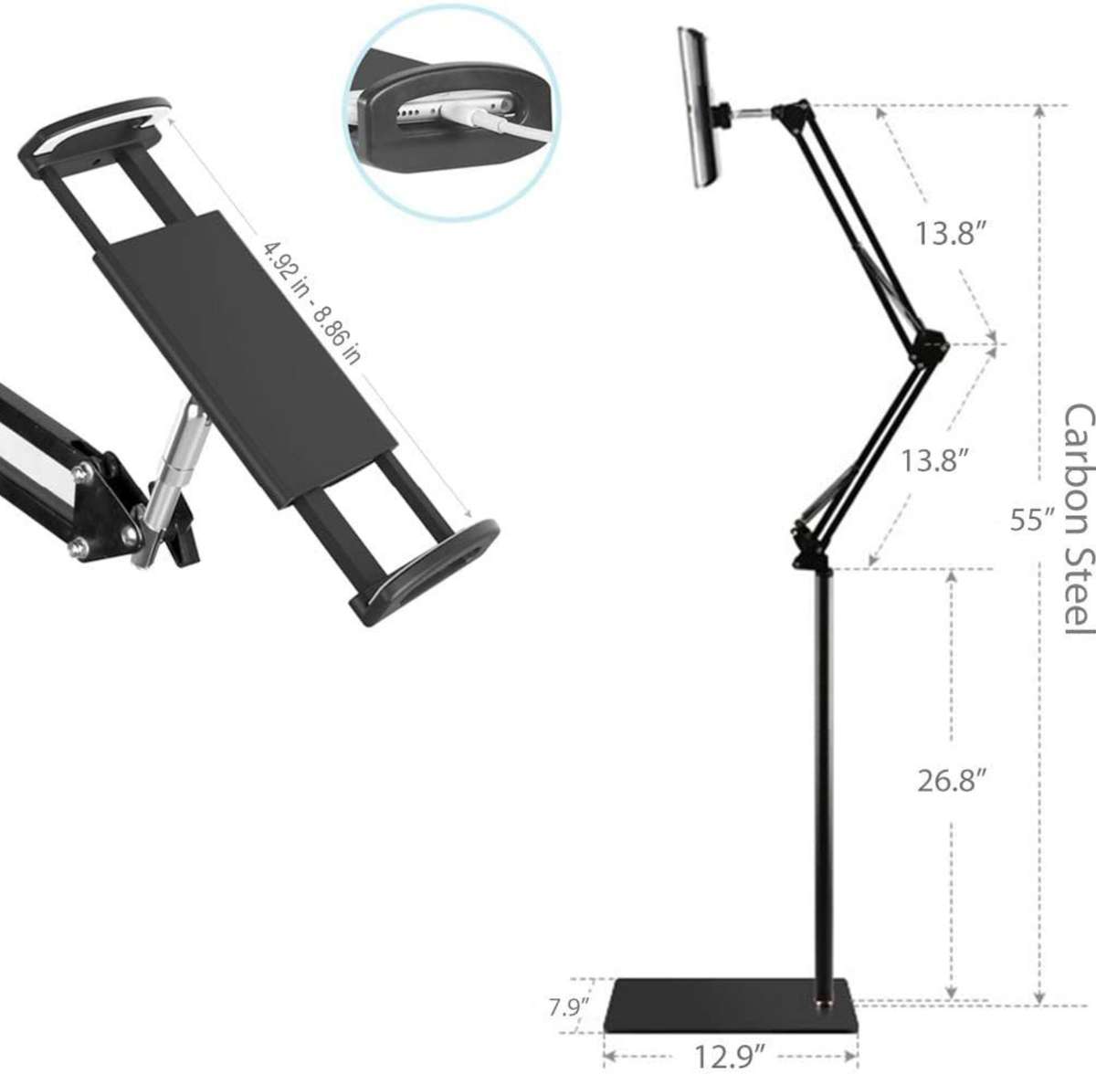 Adjustable Flexible iPad / Tablet / Smartphone Floor Stand