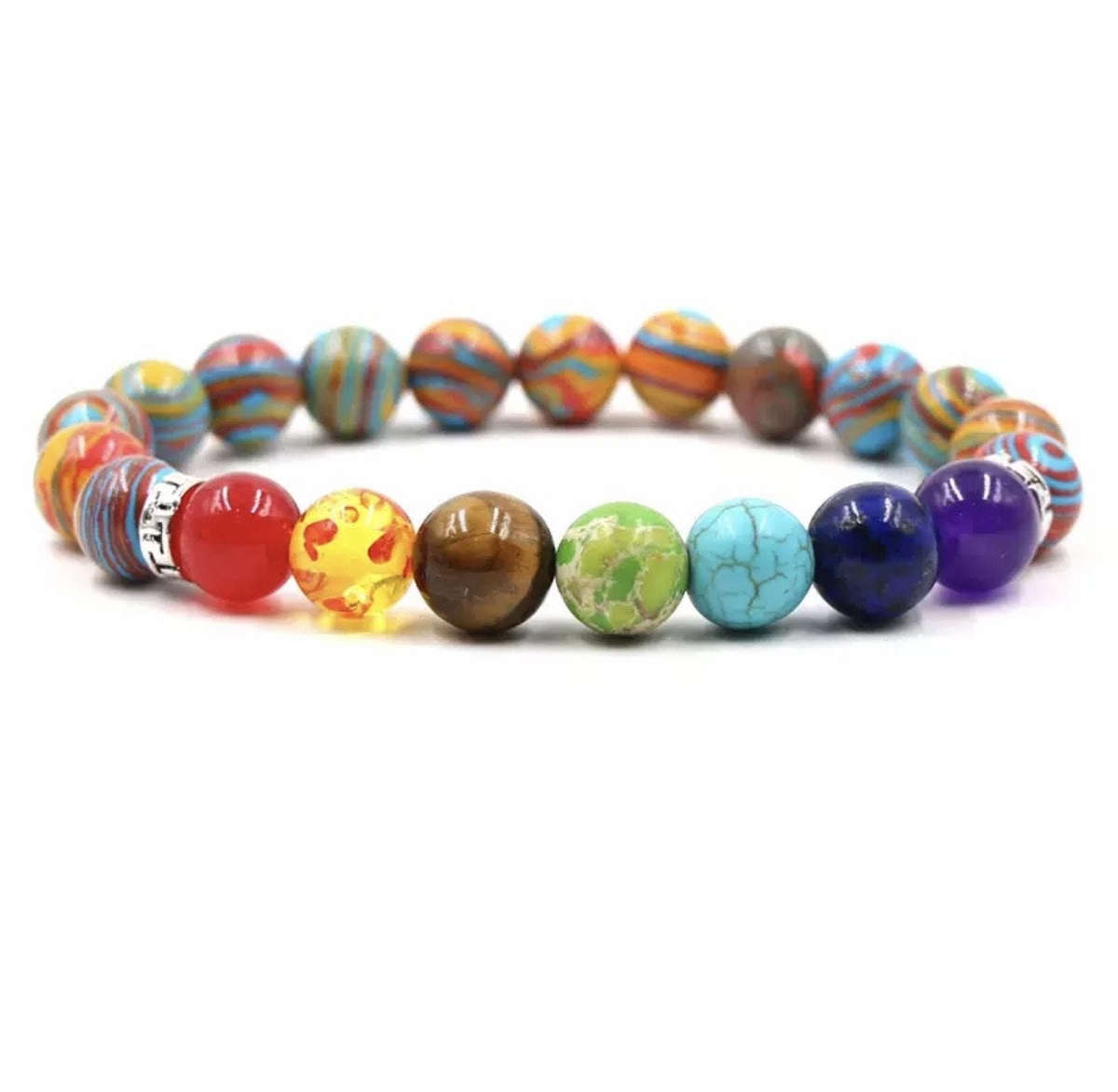 Argent Craft Belvade Jasper and 7 Chakra Healing Bracelet