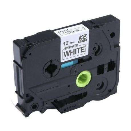 TZ-231 Label Tape Cartridge 12mm-Laminated Black On White-Pack Of 4